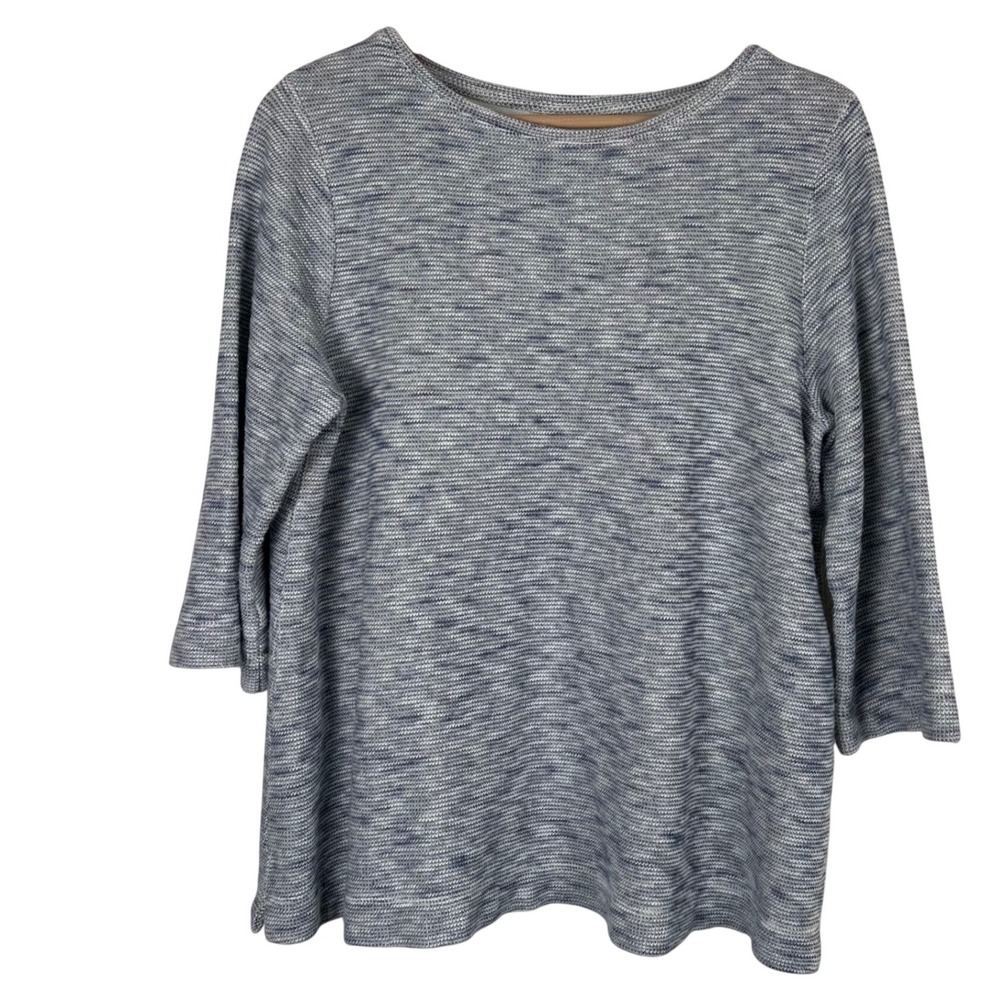 Pure Jill J. Jill Blue White Space‎ Dye Cotton 3/4 Sleeve Knit Top 1X Coastal